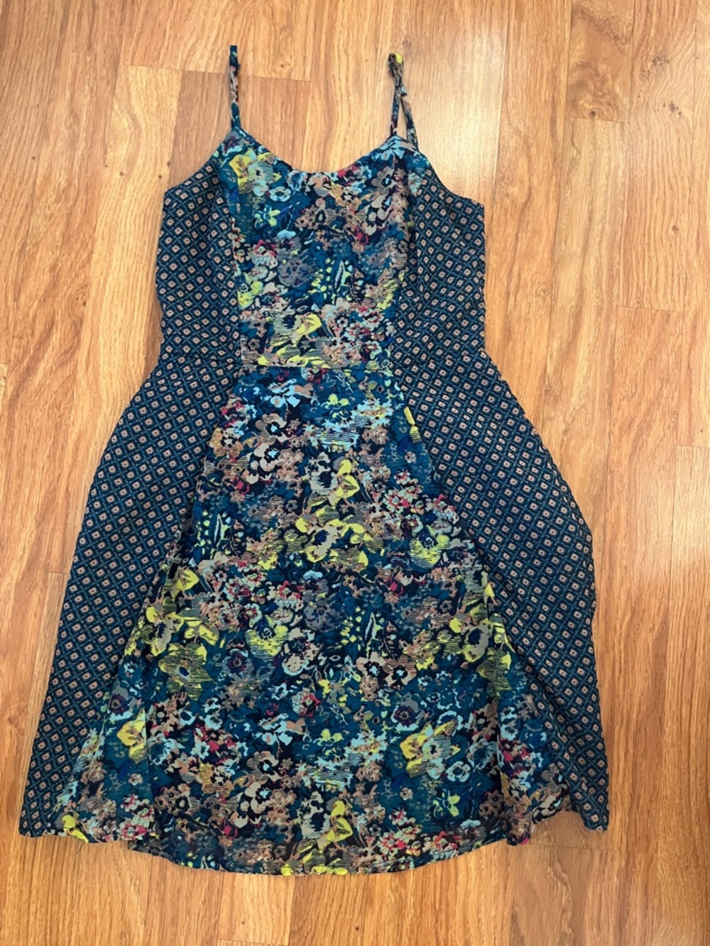 Xhilaration Navy Blue Floral & Patterned Mini Dress